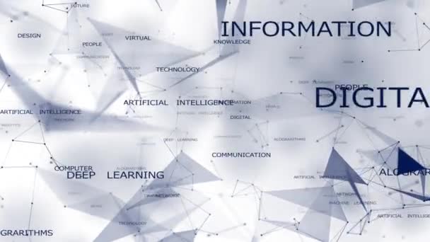 4k abstrait Arrière-plan numérique avec graphique composé de particules de points.ai word cloud. — Video