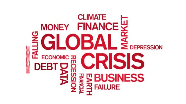 4k Global Crisis Animated Word Cloud, Text Design Animation Kinetisk typografi. — Stockvideo