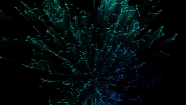 4k 4k Rotierende digitale Säule mit Graphik aus Punkt-Teilchen-Knoten, Financial — Stockvideo