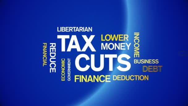 4k Tax Cuts Animated Tag Word Cloud, Conception de texte Animation Typographie cinétique.
