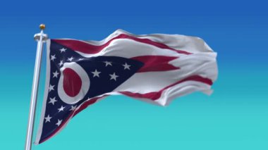 4k Ohio bayrağı, Amerika Birleşik Devletleri, kumaş dokusu döngü arka planı.