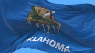 4k Oklahoma bayrağı, Amerika Birleşik Devletleri, kumaş dokusu döngü arka planı.