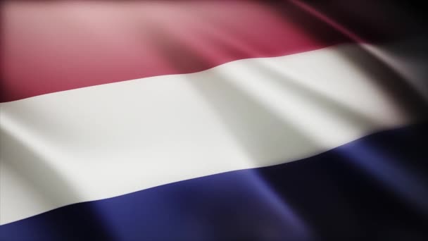 4k Pays-Bas drapeau national rides boucle vent sans couture en arrière-plan néerlandais. — Video