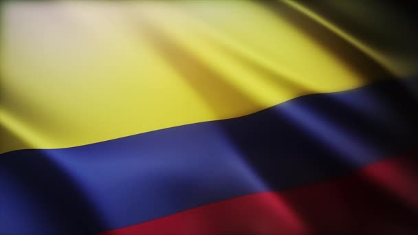 4k Colombie drapeau national ridules vent dans fond de boucle transparente colombienne. — Video