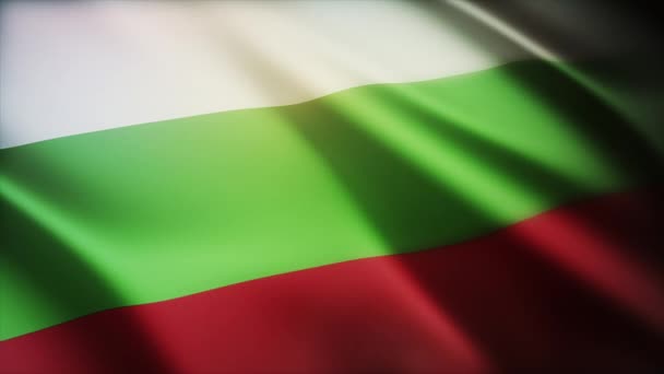 불가리아 국기 (4k Bulgaria National flag) 불가리 아령 솔바람 주름살이 돌고 있다. — 비디오