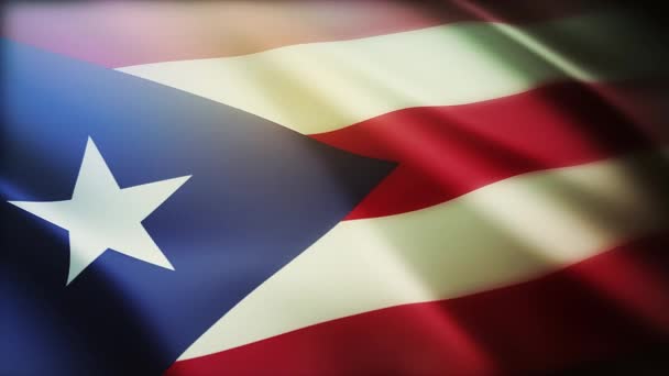4k Puerto Rico vlag langzaam zwaaien close-up in wind naadloze lus achtergrond. — Stockvideo