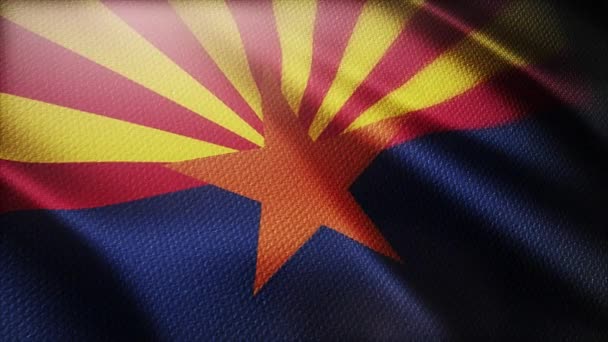 4k Arizona flagga, stat i USA Amerika, tyg textur loop bakgrund. — Stockvideo