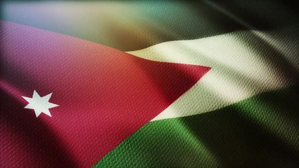 4kヨルダン国旗しわシームレスループ風でヨルダンの空の背景 — ストック動画