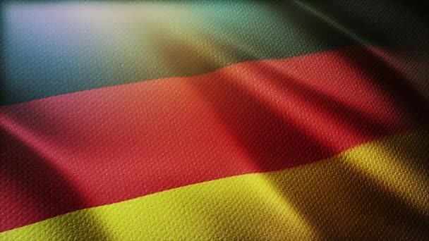 4k Almanya Ulusal bayrak kırışıklıkları Alman gökyüzü arka planında pürüzsüz rüzgar döngüsü. — Stok video