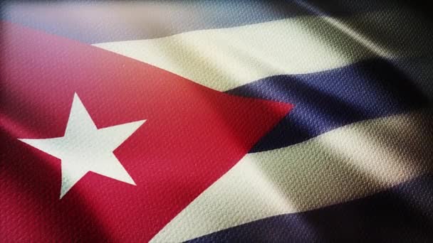 4k Küba Ulusal bayrağı, Küba 'nın pürüzsüz arka planında kırışıyor. — Stok video