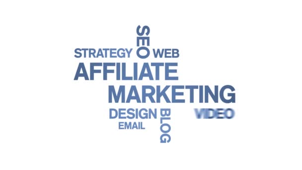 Affiliate Marketing Animato Tag Word Cloud, Text Design Animazione loop senza soluzione di continuità — Video Stock