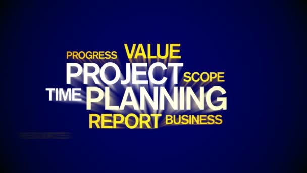 4k Project Planning Animated Tag Word Cloud, Animation de conception de texte. — Video