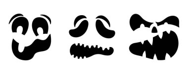 Basit oyulmuş balkabağı yüzleri. Ürkütücü Cadılar Bayramı kalıpları için mükemmel..