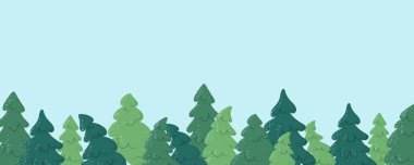 Kopya alanı olan Noel ormanı manzarası. Kış ve yeni yıl şenlik tasarımları için arka plan.