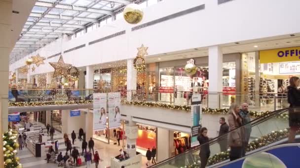 Interieur Van Delta City Shopping Center Roltrap Shopping Center Met — Stockvideo