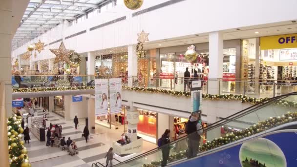 Wnętrze Centrum Handlowe Delta City Schody Ruchome Centrum Handlowym Ludźmi — Wideo stockowe