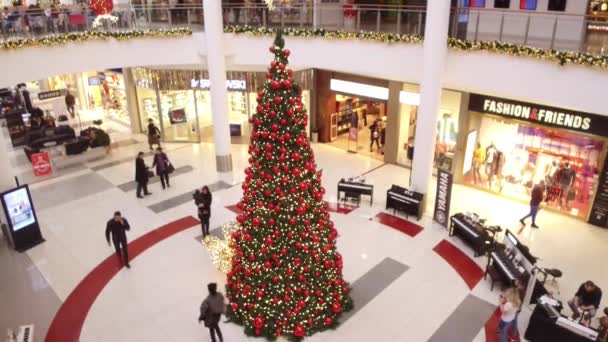 Interior Delta City Shopping Center Interior Mall Festively Decorated New — Stock Video