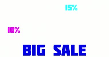 Satılık Promosyon Banner. Yazıt Big Sale ile Satış promosyon animasyon. İndirim duyuru, alışveriş satış ve promosyonlar için animasyonlu karikatür metin Big Sale. Beyaz arka plan, şekil animasyon metni