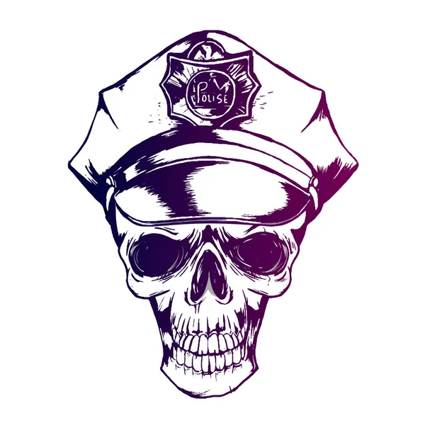 Calavera Policía Gorra Policía Eps Uniforme Policía — Vector de stock