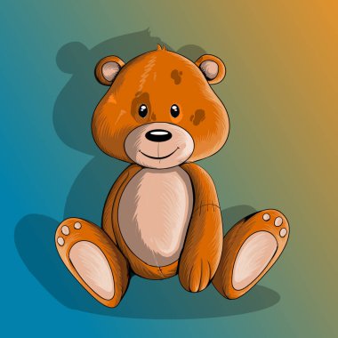 oyuncak ayı izole bir degrade arka plan üzerinde oturmuş