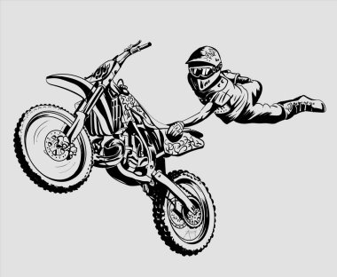 izole gri bir arka plan üzerinde motosiklet atlama