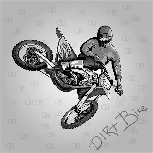 Salto Motocicleta Sobre Fondo Gris Aislado — Archivo Imágenes Vectoriales