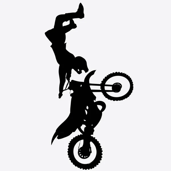 Olahraga Motorcross Bayangan Bayangan Siluet Eps - Stok Vektor