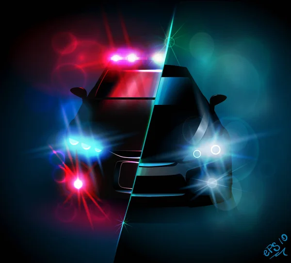 Konfrontation Und Polizei Fahrer Leuchten Lichter Helle Lichter Vektor Folge — Stockvektor