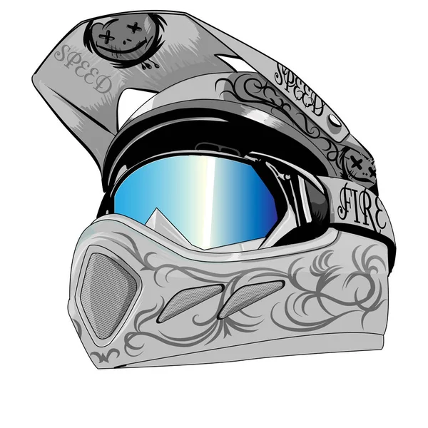 Eps Vektorové Ilustrace Helmu Bezpečnosti Pro Závodní Motocykl Stock Vektory
