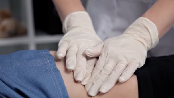 Pediatrician Doing Abdominal Examination Hands Doctor Checking Stomach Sick Girl Stock Video C Jinlipu 232460208