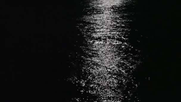 Luz Luna Reflejada Mar Por Noche — Vídeos de Stock