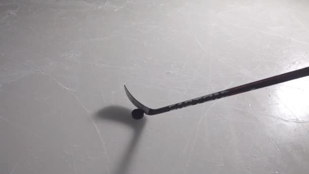 Control of the puck close-up — Stock Video