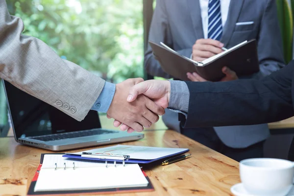 Business Finance Concept Office Working Businessmen Shaking Hand Discussing Business — Stock Photo, Image