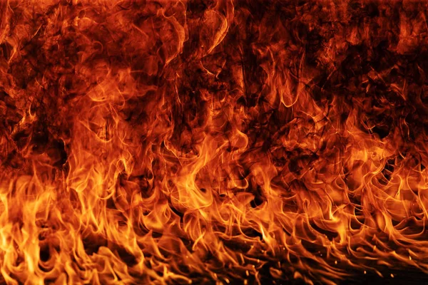 Närbild Fire Flames Svart Bakgrund — Stockfoto