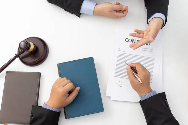 Concepts Law Lawyer Businessman Working Discussing Business Contract Papers Office — Stock Photo, Image