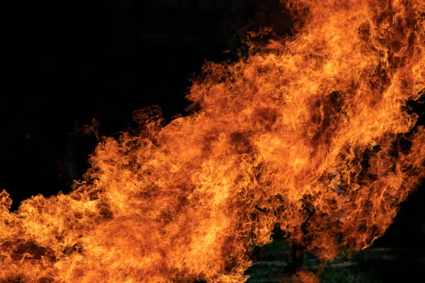 Closeup Incêndio Chamas Explosão Gás Fundo Preto — Fotografia de Stock