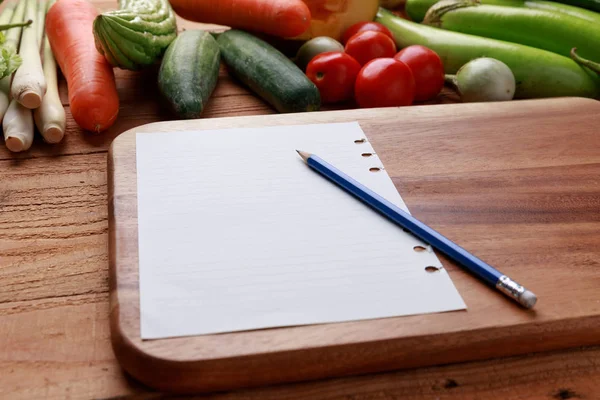 Cucina Tailandese Varie Verdure Spezie Ingredienti Con Taccuino Bianco Matita — Foto Stock