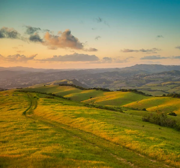 Campo Montanha Road Pôr Sol Califórnia — Fotografia de Stock