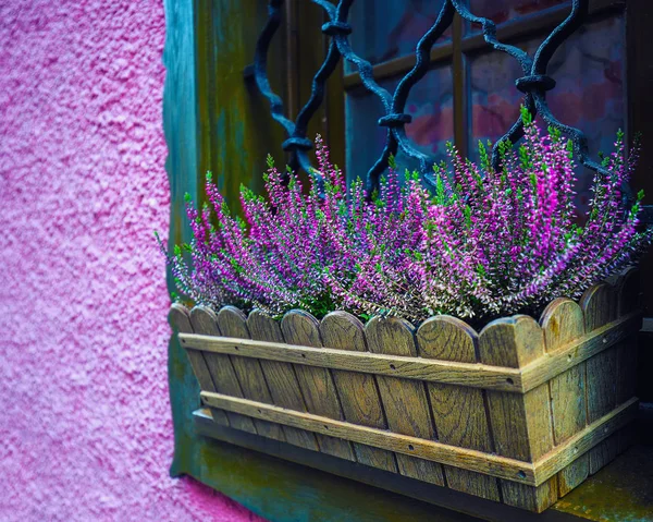 Typical Austrian Alpine House Bright Flowers Balcony Location Resort Village — Stock Photo, Image