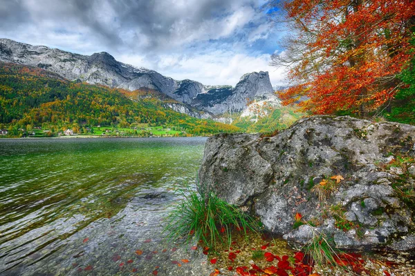 Idyllic Autumn Scene Grundlsee Lake Location Resort Grundlsee Liezen District — Stock Photo, Image