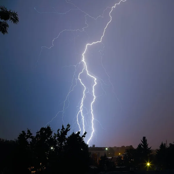 Lightning City Powerfull Flash Night — Stock Photo, Image