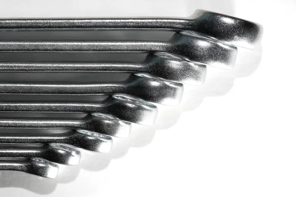 Metal Shine Wrenches Isolated White Photo — Stock Photo, Image