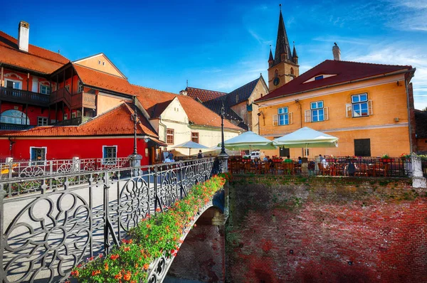 Protestan Katedral Yalancı Köprü Sibiu Merkezi Transilvanya Romanya Avrupa Nın — Stok fotoğraf