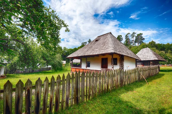 Fantastica Scena Estiva Transilvania Veduta Delle Tradizionali Case Contadine Rumene — Foto Stock