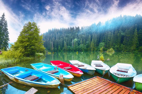 장엄한 Lacul Rosu 레이크 호수에 Lacul Rosu Harghita 카운티 Carpathians — 스톡 사진