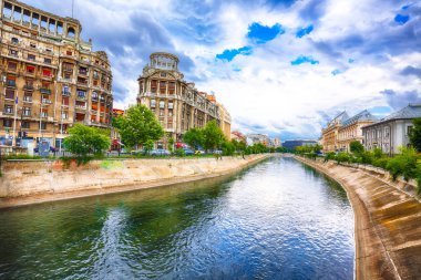 Antik eski kasaba Bucharest City - Ro başkenti görünümü oluşturma