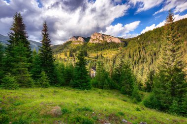 Yaz aylarında Pietrele Albe dağ zirvesigörünümü. Görkemli su