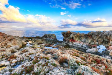 Natur cape Milazzo panorama üzerinde dramatik bahar günbatımı