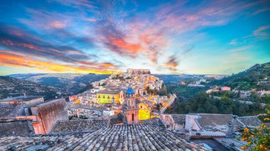 Sunset at the old baroque town of Ragusa Ibla in Sicily clipart
