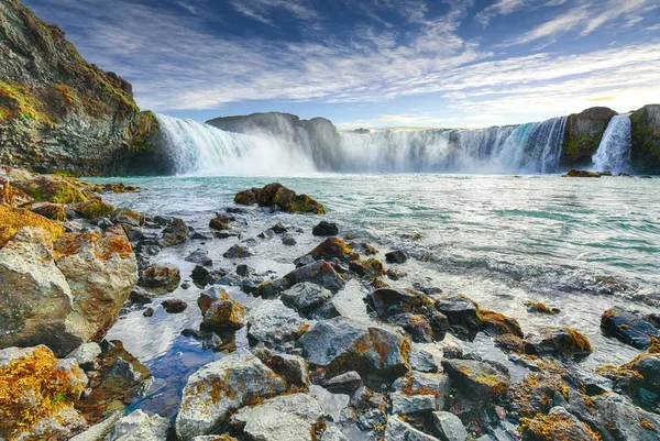 Fabulous scene of powerful Godafoss waterfall — Stock Photo, Image